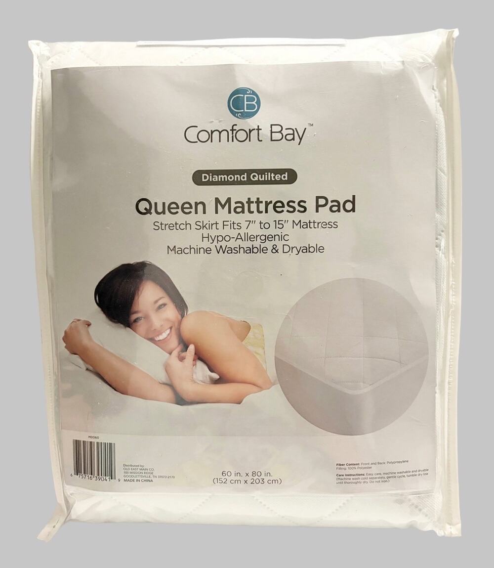 Comfort Bay Queen Mattress Pad Diamond Quilted Hypoallergenic Fits 7-15” Deep